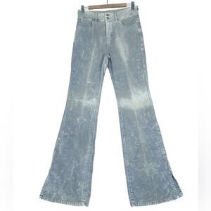 We The Free Crvy Blue White Velvet High Rise Flare Pants Women’s 29 Boho Hippie